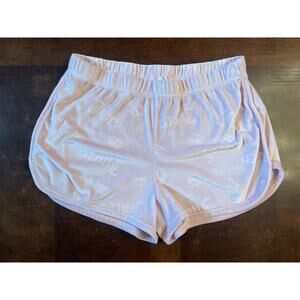 Juicy Couture Pink Velour Lounge Shorts Medium Crowns Logo Sleep Pajama Bottoms